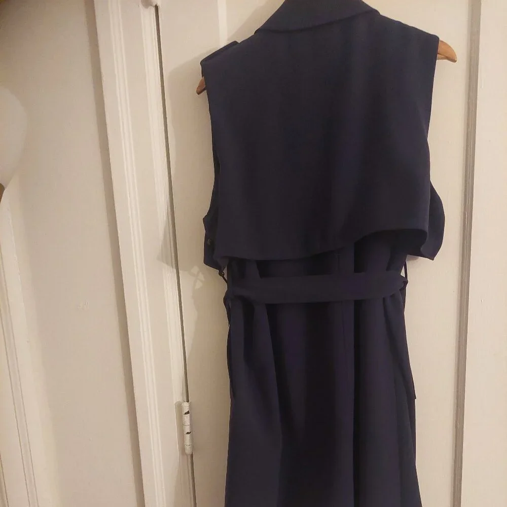DKNY Navy Blue Belted Vest Trench Dress-Women’s Wrap Dress,Professional NWT 16 - Picture 4 of 7
